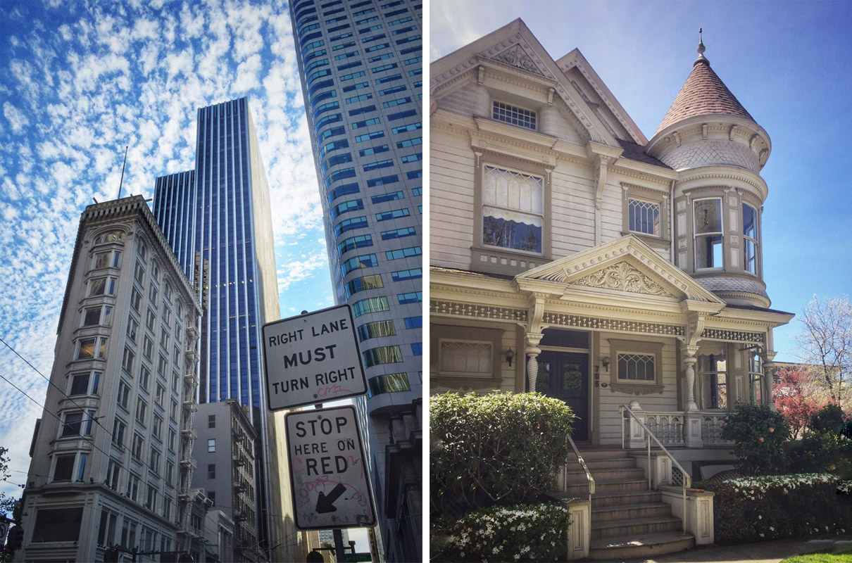 There are skyscrapers and Victorian houses in San Francisco